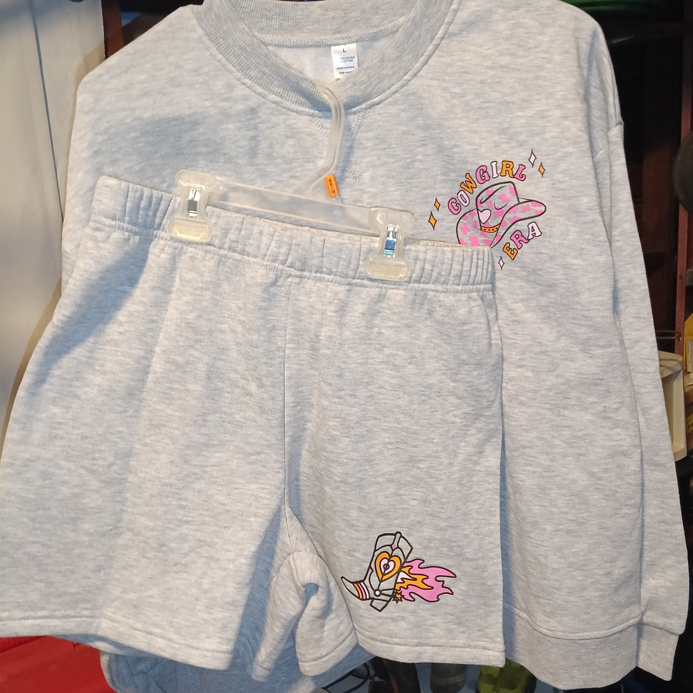 Gray Women's Sweatshirt and Shorts Set